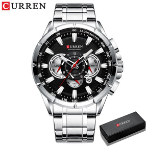 Relógio Masculino Analógico Esporte Casual com Pulseira de Aço Inoxidável New Luminous Curren