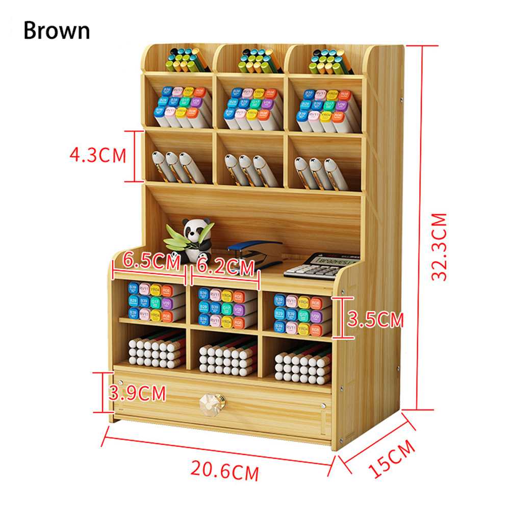 Organizador de Mesa Escritório Madeira Multifuncional