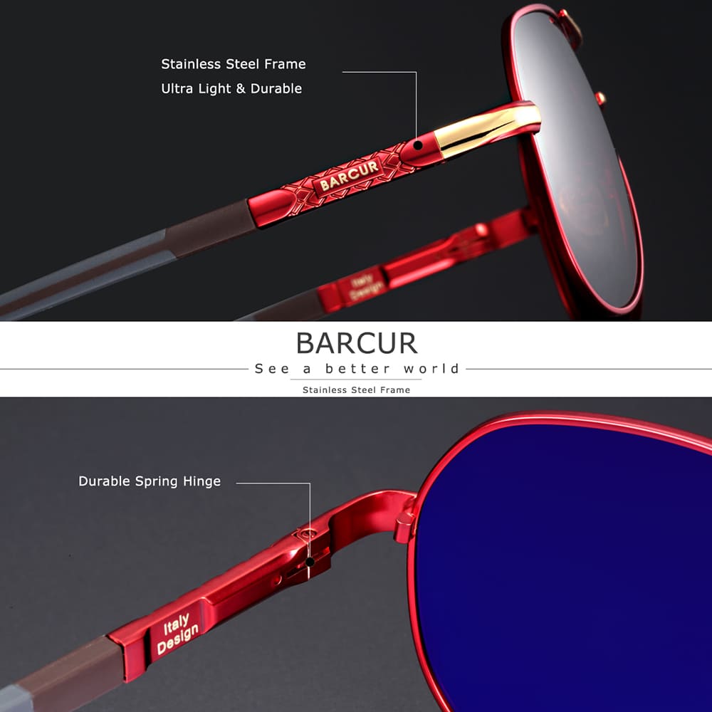 Óculos de Sol Aviador Masculino de Alumínio Polarizado Classic Vintage Barcur