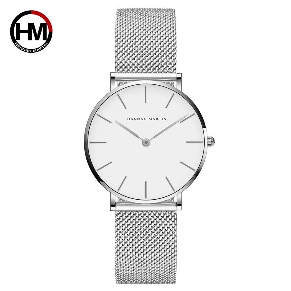 Relógio Feminino de Luxo Joias Hannah Martin Quartzo CH36-W à Prova D'Água