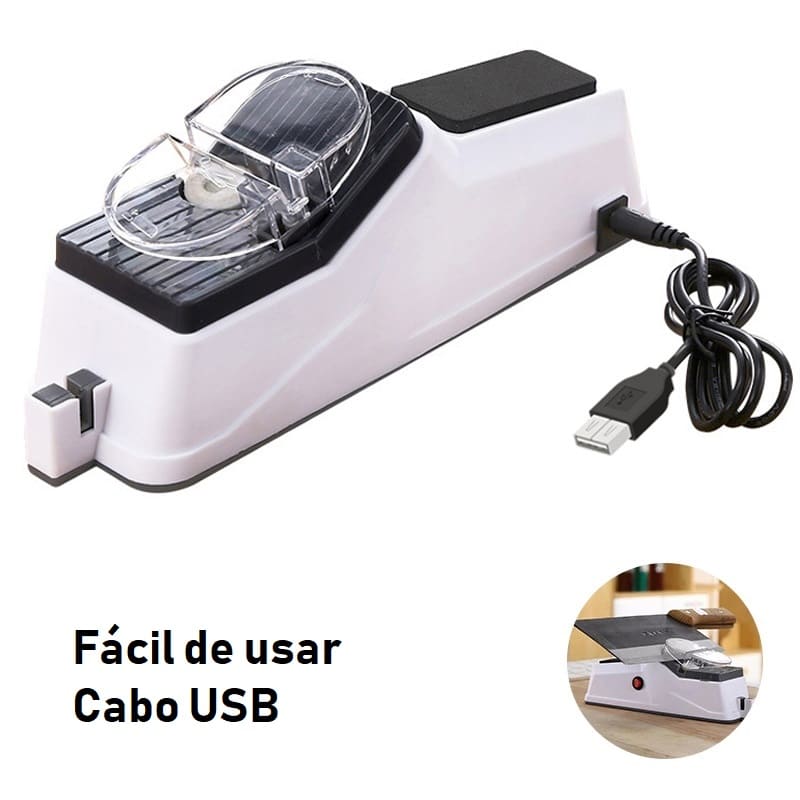 Amolador e Afiador de Facas e Tesoura Elétrico fácil de usar com cabo USB