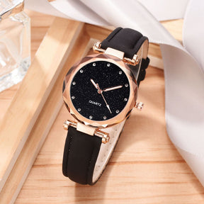 Relógio Feminino de Pulso Analógico Quartzo Casual com Pulseira Céu Estrelado