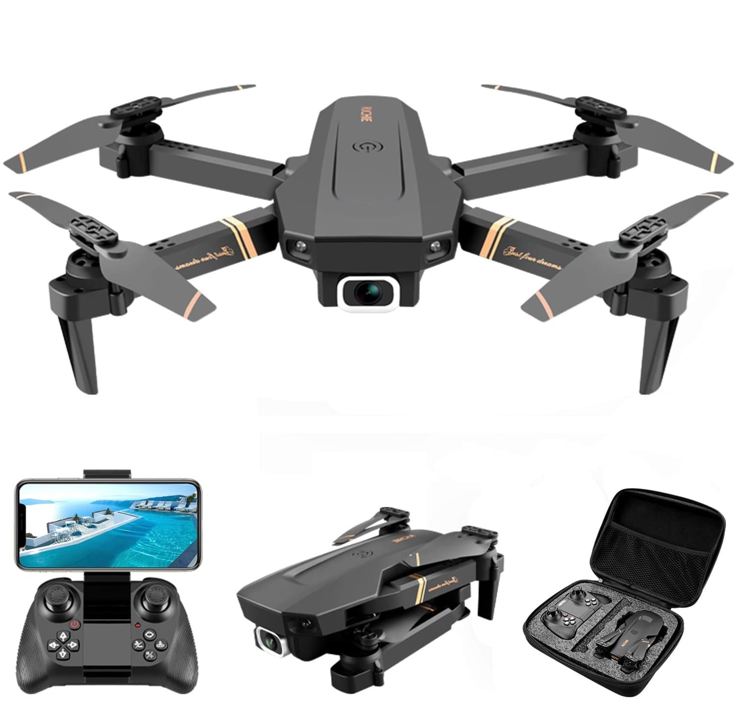 Drone V4 Rc Zangão HD Câmera Grande Angular 720P 1080P 4K Wifi