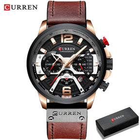 Relógio Masculino Analógico Pulseira de Couro Top Brand Luxury Curren