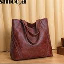 Bolsa Sacola Feminina Luxo de Couro Ecológico Grande Retro Smooza