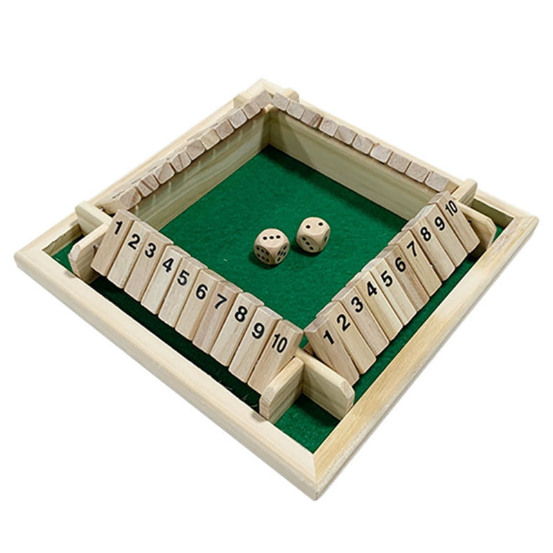 Jogo de tabuleiro de madeira, 4 jogadores fecham a caixa dice jogo  matemática tradicional pub board dice jogo viajar 4 jogadores grandes jogos  de tabuleiro em família diversão diversão de férias