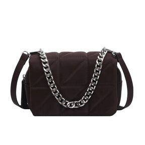 Bolsa de Ombro Feminina Tiracolo de Couro Sintético com Alça Corrente Luxury Style