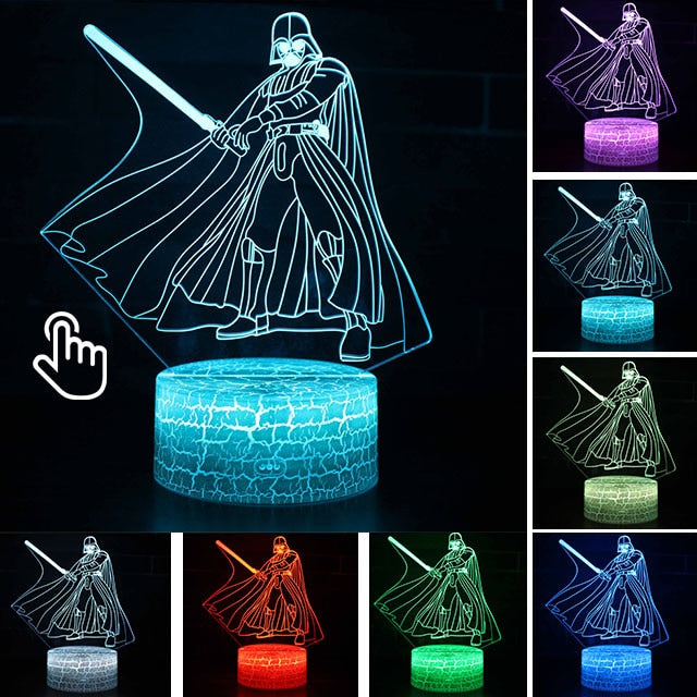 Luminária Abajur Led 3D Luz Noturna Star Wars Guerra nas Estrelas