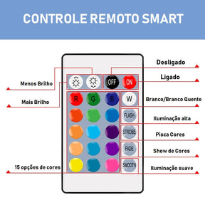 Lâmpada LED Smart com 15 Cores de Iluminação por Controle Remoto