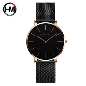 Relógio Feminino de Luxo Hannah Martin Quartzo À Prova D'Água Minimalista