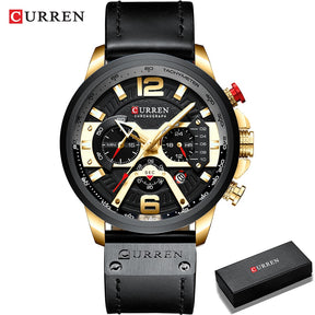 Relógio Masculino Analógico Pulseira de Couro Top Brand Luxury Curren