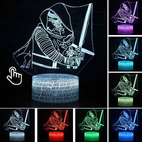 Luminária Abajur Led 3D Luz Noturna Star Wars Guerra nas Estrelas