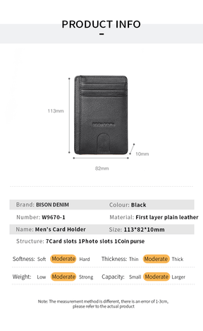 Carteira Bison Denim Minimalista Couro Legítimo Original Rfid Sherlock
