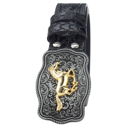 1x Cinto Masculino de Couro Legítimo Modelo Cavalo