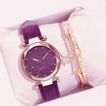 Relógio Feminino de Pulso Analógico Quartzo Casual com Pulseira Céu Estrelado