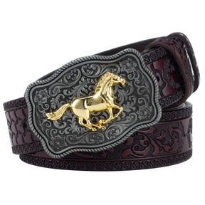 1x Cinto Masculino de Couro Legítimo Modelo Cavalo