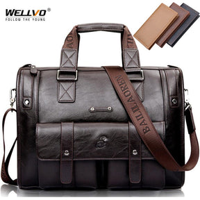 Pasta Masculina Executiva Maleta de Couro Legítimo Wellvo Handbag