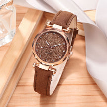 Relógio Feminino de Pulso Analógico Quartzo Casual com Pulseira Céu Estrelado
