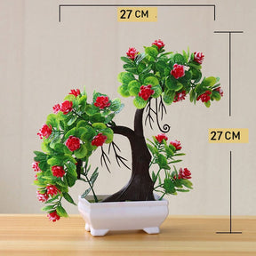 Planta Artificial Bonsai Colorido com Vaso para Decoração