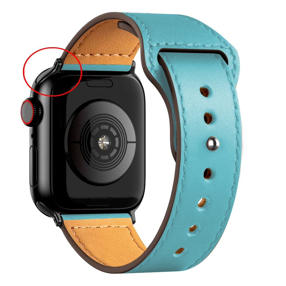 Pulseira de Couro Legítimo para Apple Watch IWO 38/40mm 42/44mm