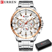 Relógio Masculino Analógico Esporte Casual com Pulseira de Aço Inoxidável New Luminous Curren