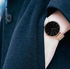 Relógio Feminino de Luxo Joias Hannah Martin Quartzo CH36-W à Prova D'Água
