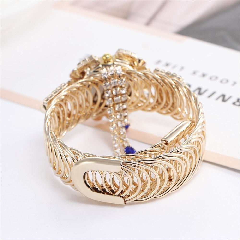 Relógio Bracelete Feminino com Pedras Brilhantes