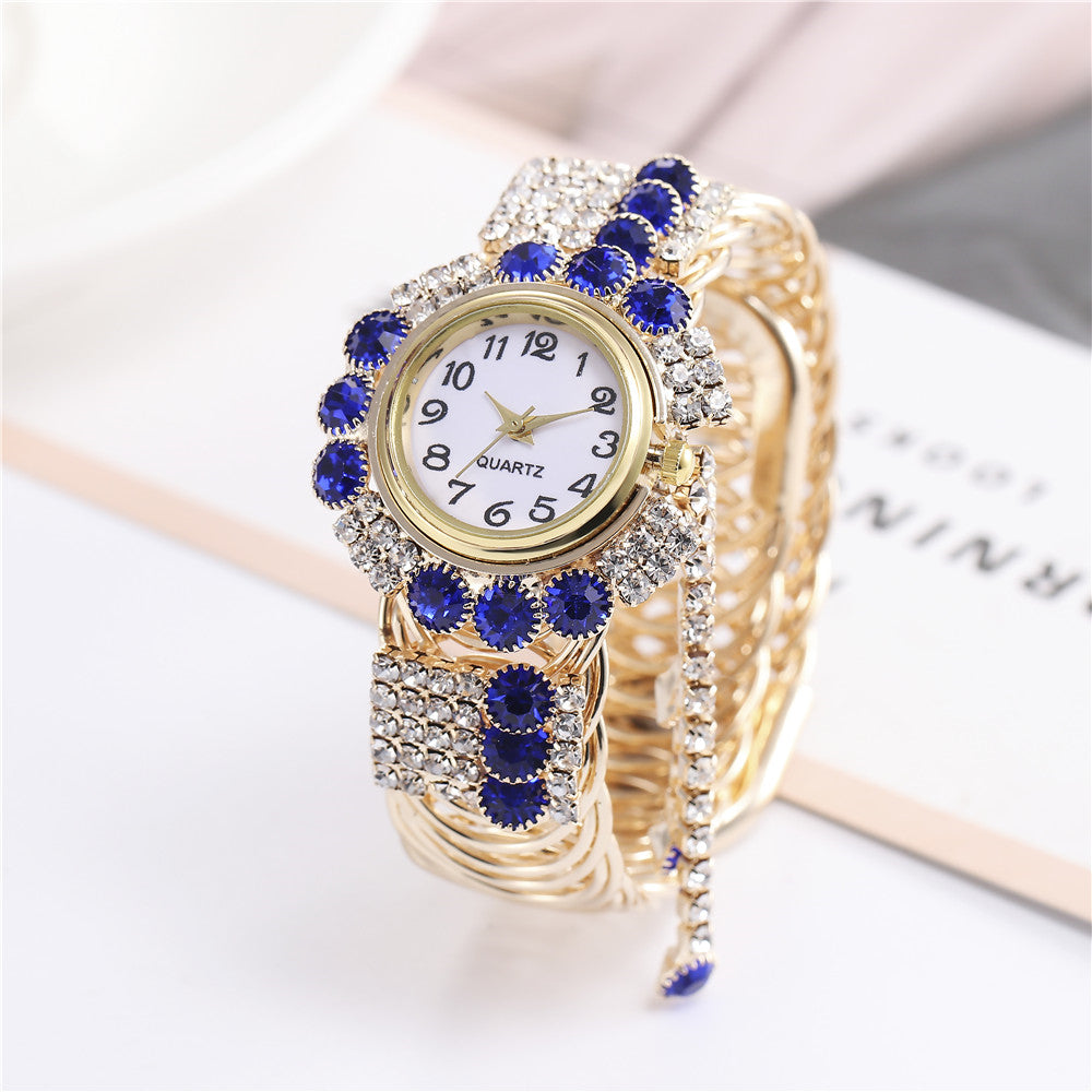 Relógio Bracelete Feminino com Pedras Brilhantes
