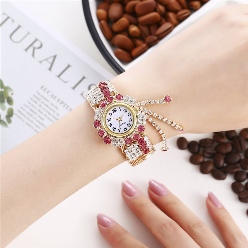 Relógio Bracelete Feminino com Pedras Brilhantes