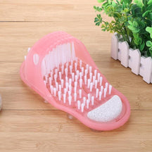 Limpador de Pés Chinelo com Escova Brush Slipper cor rosa