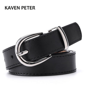 Cinto Feminino de Couro Legítimo com Fivela Metálica Kaven Peter