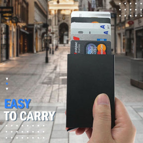 Carteira Minimalista Antifurto Automática Pop Up Com Porta Cédulas e Cartões Anti RFID Blocking