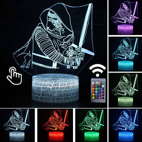 Luminária Abajur Led 3D Luz Noturna Star Wars Guerra nas Estrelas