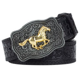 1x Cinto Masculino de Couro Legítimo Modelo Cavalo