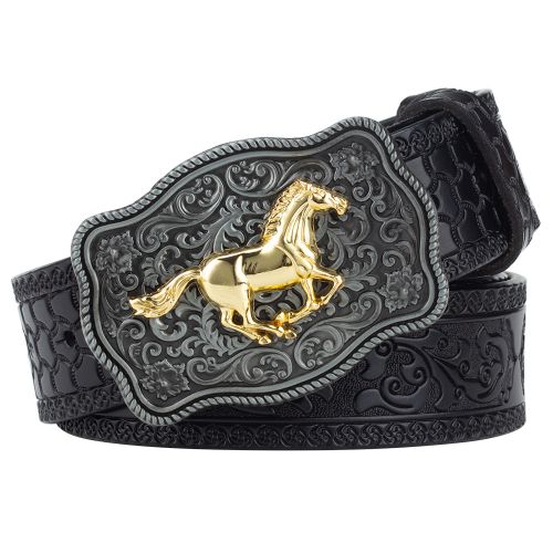 1x Cinto Masculino de Couro Legítimo Modelo Cavalo