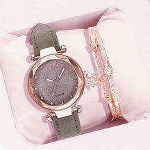 Relógio Feminino de Pulso Analógico Quartzo Casual com Pulseira Céu Estrelado