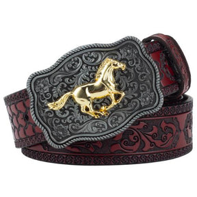 1x Cinto Masculino de Couro Legítimo Modelo Cavalo