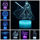 Luminária Abajur Led 3D Luz Noturna Star Wars Guerra nas Estrelas