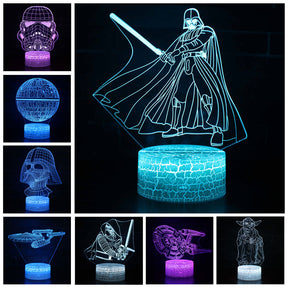 Luminária Abajur Led 3D Luz Noturna Star Wars Guerra nas Estrelas