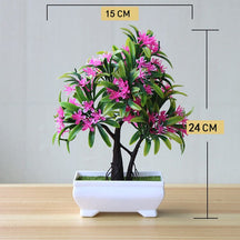 Planta Artificial Bonsai Colorido com Vaso para Decoração