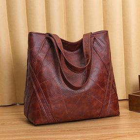 Bolsa Sacola Feminina Luxo de Couro Ecológico Grande Retro Smooza