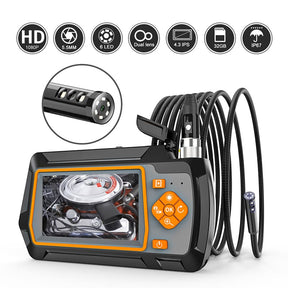 Boroscópio Industrial com Tela LCD 4.3" IPS 2.0MP 1080P HD Lente com LED 32GB TF