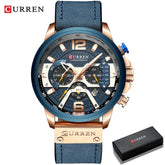 Relógio Masculino Analógico Pulseira de Couro Top Brand Luxury Curren