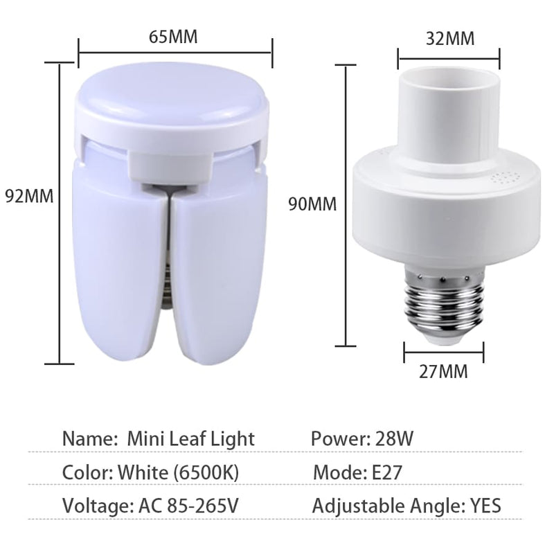 Lâmpada LED 4 Pás Dobrável Ajustável Bivolt com Controle Remoto 28W