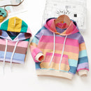 Moletom Infantil Feminino Colorido Arco Íris Com Capuz Fashion Rainbow