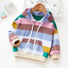 Moletom Infantil Feminino Colorido Arco Íris Com Capuz Fashion Rainbow