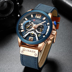 Relógio Masculino Analógico Pulseira de Couro Top Brand Luxury Curren