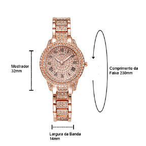 Relógio Feminino com Pedras Brilhantes