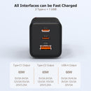 Carregador Portátil Wewatch 65W Pequeno Tipo C GaN Turbo