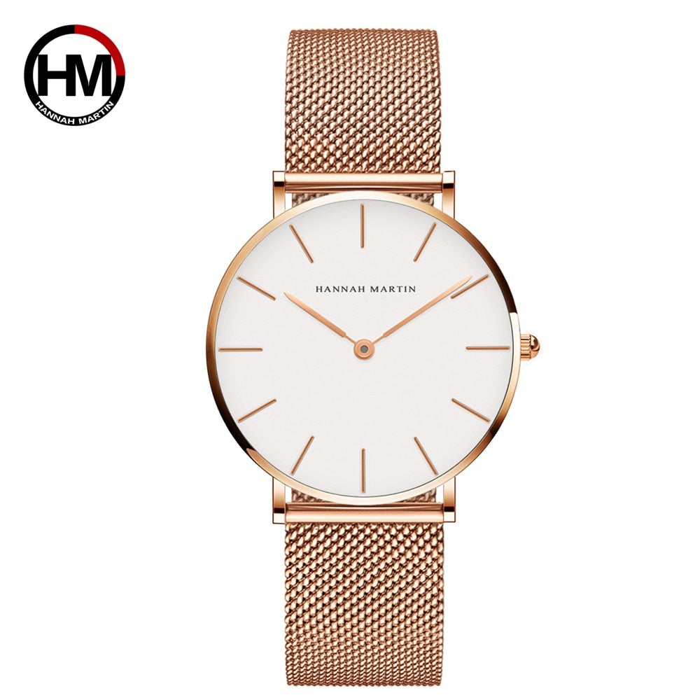 Relógio Feminino de Luxo Joias Hannah Martin Quartzo CH36-W à Prova D'Água